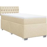 vidaXL - Boxspring - met - matras - stof - crÃ¨mekleurig - 90x190 - cm