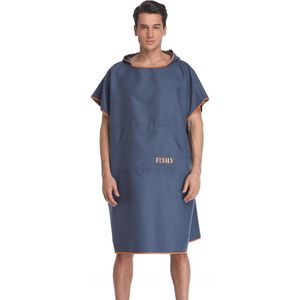 Kleed-poncho met capuchon voor volwassenen en kinderen - Lichtgewicht microvezel, marineblauw