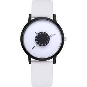 Hidzo Horloge - Ø 37 mm - Wit/Wit - Kunstleer