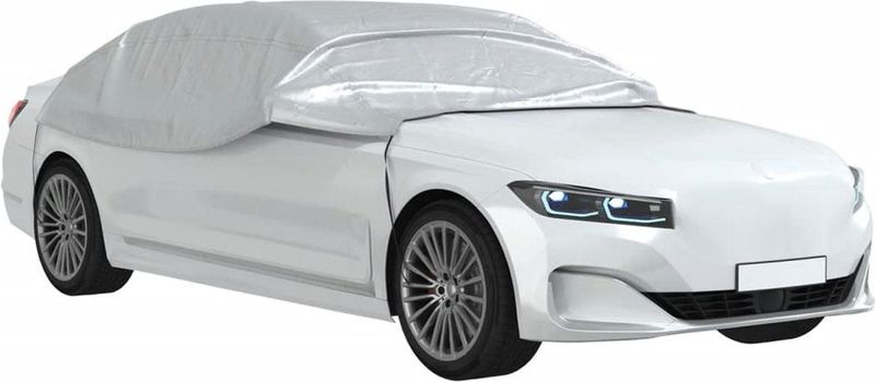 vidaXL - Autohoes - half - met - haken - L - PEVA - zilverkleurig