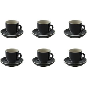 Palmer Koffiekop en schotel Colors 14 cl 12 cm Zwart Porselein 6 stuk(s)