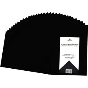 Tritart zwart papier A4 130 g/m² - 110 vellen stevig A4 papier - Tekenpapier om te knutselen en schilderen - Gekleurd karton in zwart - Knutselpapier