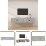 The Living Store TV-wandmeubel Betongrijs 100x34.5x40 cm  Strak design - duurzaam hout - voldoende opbergruimte