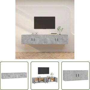 The Living Store TV-wandmeubel Betongrijs 100x34.5x40 cm  Strak design - duurzaam hout - voldoende opbergruimte