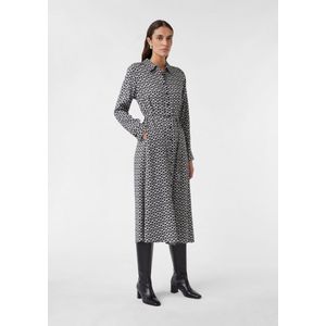 Blousejurk - Black/beige - All-over Print - Steekzakken - Knoopsluiting