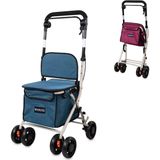 Mobiclinic - Coliseo - Boodschappentrolley - Blauw - Inklapbare Rollator - Met Zitje - 4 Wielen