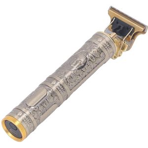 Compacte T-Blade haartrimmer met USB-oplading en wasbare onderdelen, ideaal voor professionele herenkapsels met uniek Boeddha-patroon design