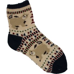 gevoerde wollen sokken Beer blauw maat 35-38