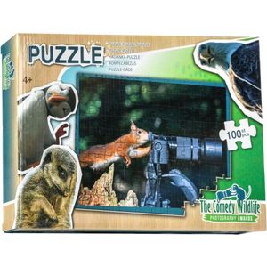 Puzzel Comedy Wildlife Eekhoorn maakt Foto 100 stukjes