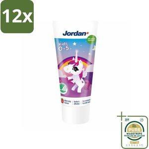 Jordan Tandpasta Kids 0-5 jaar 50 ml - Voordeelverpakking - 12 stuks - Fluoride tandpasta - Tandenpoetsen