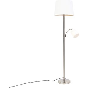 QAZQA retro - Klassieke Vloerlamp | Staande Lamp met flexarm met leeslamp - 1 lichts - H 1580 mm - Staal - Woonkamer | Slaapkamer | Keuken