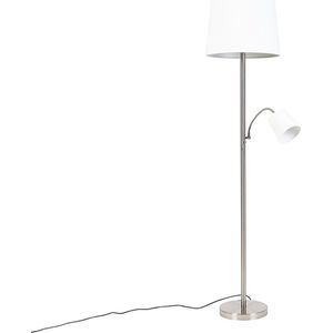 QAZQA retro - Klassieke Vloerlamp | Staande Lamp met flexarm met leeslamp - 1 lichts - H 1580 mm - Staal - Woonkamer | Slaapkamer | Keuken