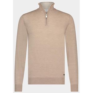 Born with appetite Trui met rits beige (Maat: S) - Mélange - Halslijn: Opstaande kraag met rits,