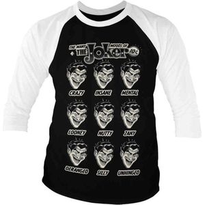 DC Comics Batman Raglan top -S- The Many Moods Of The Joker Zwart/Wit