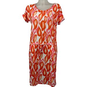 Angelle Milan – Travelkleding voor dames – Rood/Oranje/Witte Strik Jurk – Ademend – Kreukherstellend – Duurzame jurk - In 4 maten - Maat XL