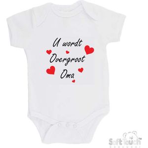 100% katoenen Romper ""U wordt overgroot oma"" Unisex Katoen Wit/zwart/rood Maat 62/68 Zwangerschap aankondigen - Bekendmaking zwangerschap - Zwangerschapsaankondiging