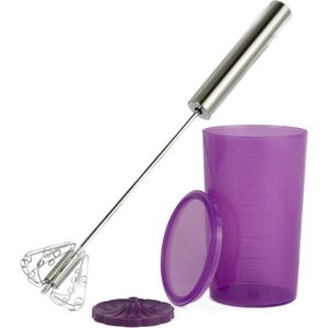 Quirl Garde, melkopschuimer, handmixer, handmixer, keukenapparaat, roestvrij staal, siliconen met maatbeker, 200 ml, paar