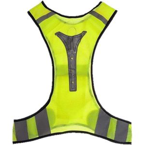 LED X-vorm protectievest geel | rode led-verlichting | Goed zichtbaar bij weinig of geen licht | reflecterend sport hesje | hardlopen rennen fietsen