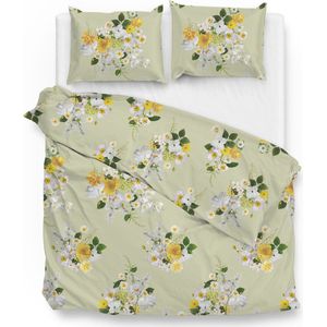 Zohome Bente Dekbedovertrek - Lits-jumeaux - Katoensatijn - 240x200-220cm - Groen