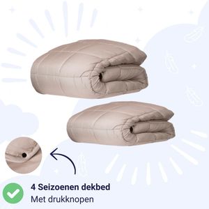 Zelesta® Wonderbed 4 Seizoenen Taupe - 140x200cm - Dekbed voor het hele jaar - 30 dagen proefslapen - Bedrukt dekbed - Wasbaar dekbed zonder overtrek - Tweedelig met Drukknopen