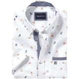 Alarin - Overhemd - Marine - Katoen - Korte Mouwen