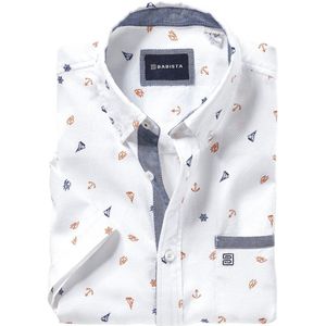 Alarin - Overhemd - Marine - Katoen - Korte Mouwen