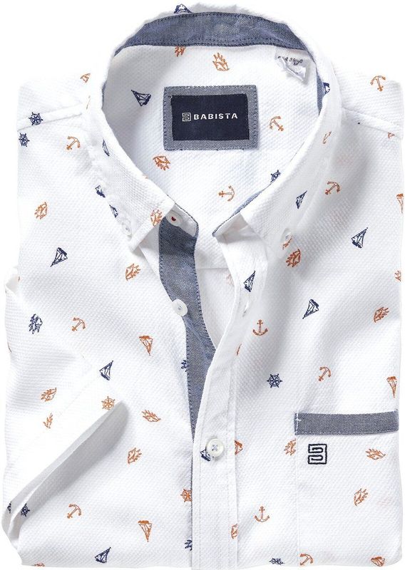 Alarin - Overhemd - Marine - Katoen - Korte Mouwen