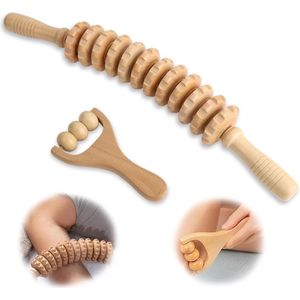 Premium Massageroller Hout - Rug Nek Benen - Natuurlijk Hout - Fascia Massage Pijnverlichting massage roller