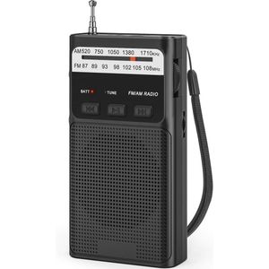 Draagbare AM/FM Radio met MP3 Functie, Hoofdtelefoonaansluiting en Oplaadbare Batterij