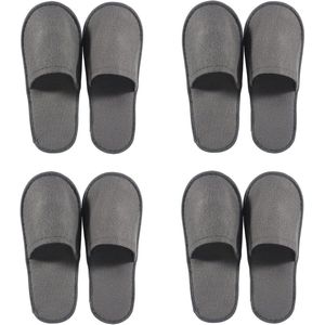Wegwerppantoffels met antislip zool - 4 paar badslippers voor hotel, spa en thuis - Grijs, maat 41 EU