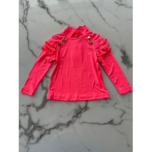 Meisjes longsleeve | Meisjes trui | Meisjes shirt 60% Polyester, 35% Katoen, 5% Spandex | Shirt met lange mouwen in de kleur neon roze, verkrijgbaar in de maten 92/98 t/m 164/170