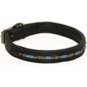 Hondenhalsband versierd met blauwe steentjes zwart 40 cm