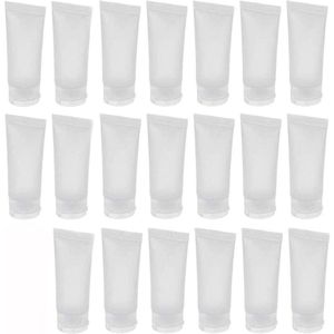 Inovra - Lege Navulbare Plastic Tube Flessen voor Cosmetica - Set van 20 - Lipbalsem Lipgloss Shampoo Lichaamslotion - 50ml