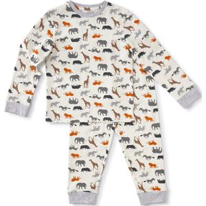 Little Label Pyjama Jongens Maat 110-116/6Y - beige, bruin, grijs, oranje - Safari - Pyjama Kind - Zachte BIO Katoen