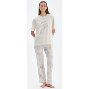 Dagi Dierenprint Pyjamaset met Korte Mouwen, Ronde Hals en Broek met Normale Taille