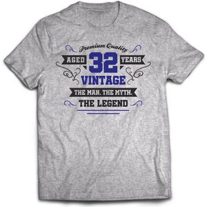 32 Jaar Legend - Feest kado T-Shirt Heren / Dames - Antraciet Grijs / Donker Blauw - Perfect Verjaardag Cadeau Shirt - grappige Spreuken, Zinnen en Teksten. Maat XXL