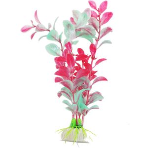 Nobleza Aquariuminrichting - kunststof aquariumplant - nep plant - aquariumdecoratie- groen - rood - 20 cm