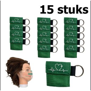 Groene Kiss of Life Sleutelhanger – 15x Reanimatiemasker met Ventiel | EHBO Sleutelhouder | Mond-op-mond Kapje | Beademingsmasker voor Eerste Hulp