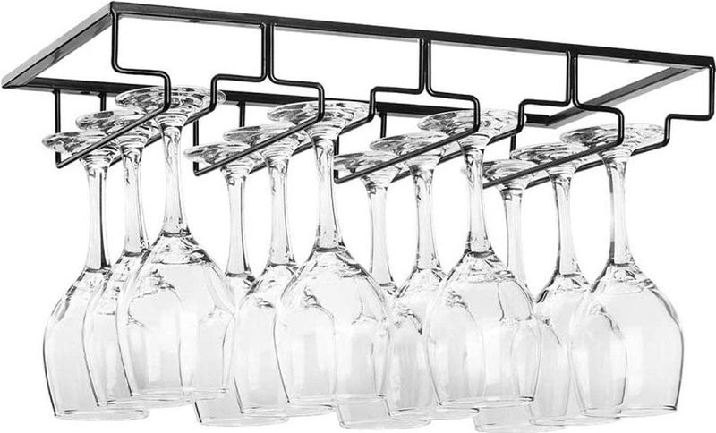 Wijnglazenhouder - Zwart - 12 Glazen - 40 cm x 22,5 cm x 6 cm - Wijnglazenrek