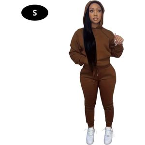 Bovista Joggingpak Dames - Huispak - Volwassenen - Trainingspak - Comfortabel - Jogging Pak - Joggingsbroek - Koffie - XS