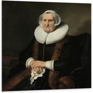 Forex - Oude meesters - Portret van een oude dame, Ferdinand Bol - 100x100cm Foto op Forex