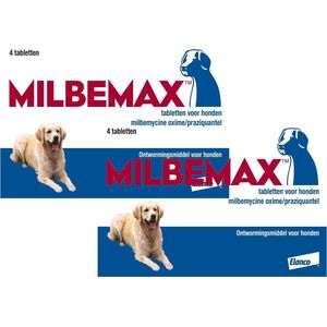 Elanco Milbemax Hond - Anti wormenmiddel - 2 x 4 tab 10 Tot 75 Kg