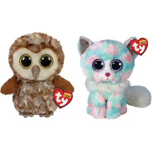 Ty - Knuffel - Beanie Boo's - Percy Owl & Opal Cat