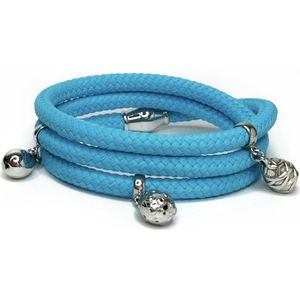 NIEUW - Jolla - dames wikkelarmband - zilver - touw - bedels - Charm Rope Wrap - Blauw