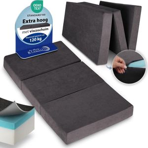 Beautissu VS95 – Premium Opvouwbaar Matras XXL 140x200cm – Extra Dik 14cm Traagschuim Vouwmatras H3 – Wasbar – Eenvoudig Transport – Antraciet