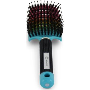 Trendees - Anti-Klit Haarborstel - Roze/Geel/Blauw- Hoofdhuid Verzorging - Curved