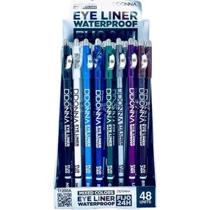 D'Donna - Set met 8 kleuren - Extra lang oogpotlood met puntenslijper - Eye Liner - Waterproof - Zwart - Wit - Blauw - Blauw - Groen - Zilver Grijs - Paars - Bruin