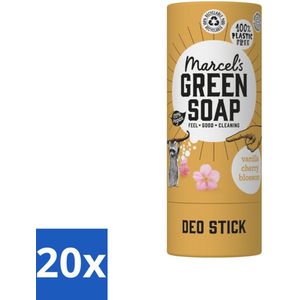 Marcel's Green Soap - Deodorant Stick - Vanille & Kersenbloesem - Langdurige frisheid - 40 gr - Bulkverpakking - 20 stuks