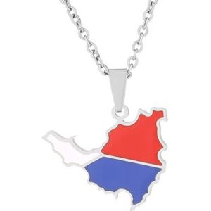 Ketting | Saint Martin | Kaart | Zilverkleurig | Vlag
