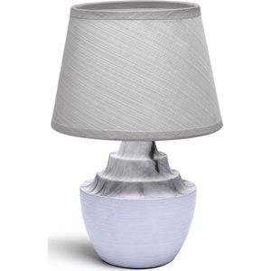 LED Tafellamp - Tafelverlichting - Igia Fospa - E14 Fitting - Rond - Mat Wit/Grijs - Keramiek